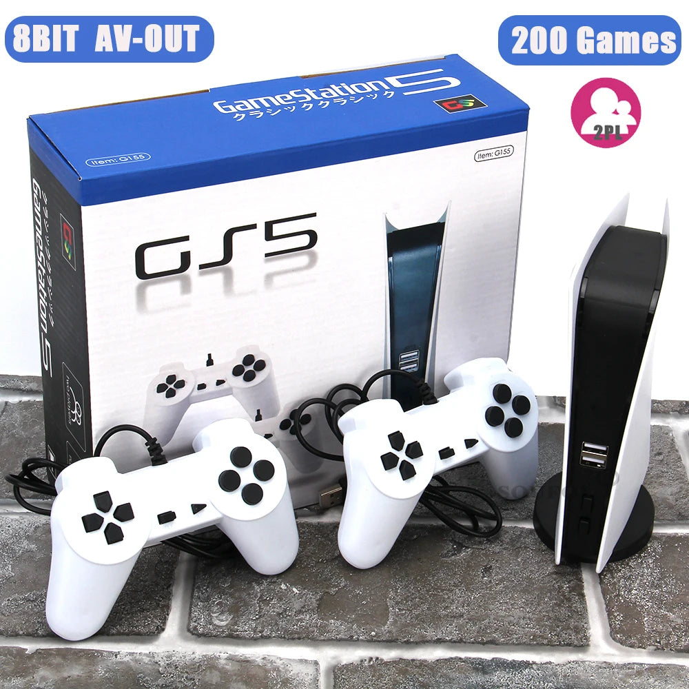 🚀 Game Station 5 Video Game Console – 200 Spiele, 8-Bit Retro, AV Output, USB Wired Controller