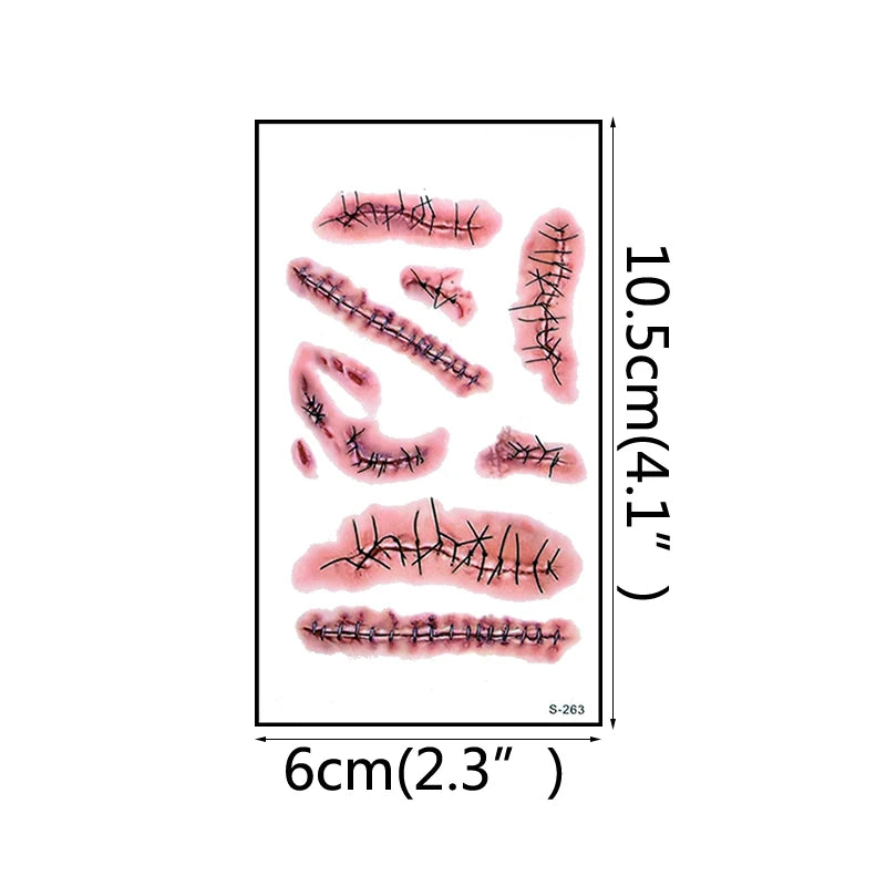 🎃 6 Stück Halloween Blutige Wunden Tattoo Sticker