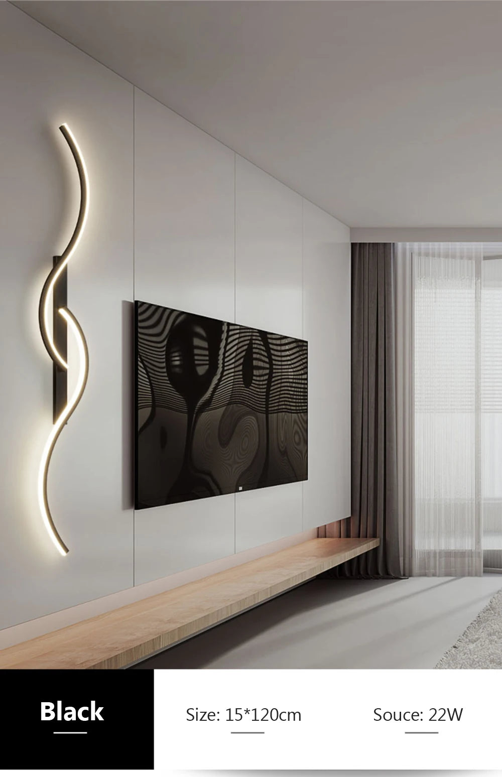 Moderne LED Wandlampe – Minimalistisch, Schlafzimmer & Wohnzimmer, Langstreifen-Wandleuchte