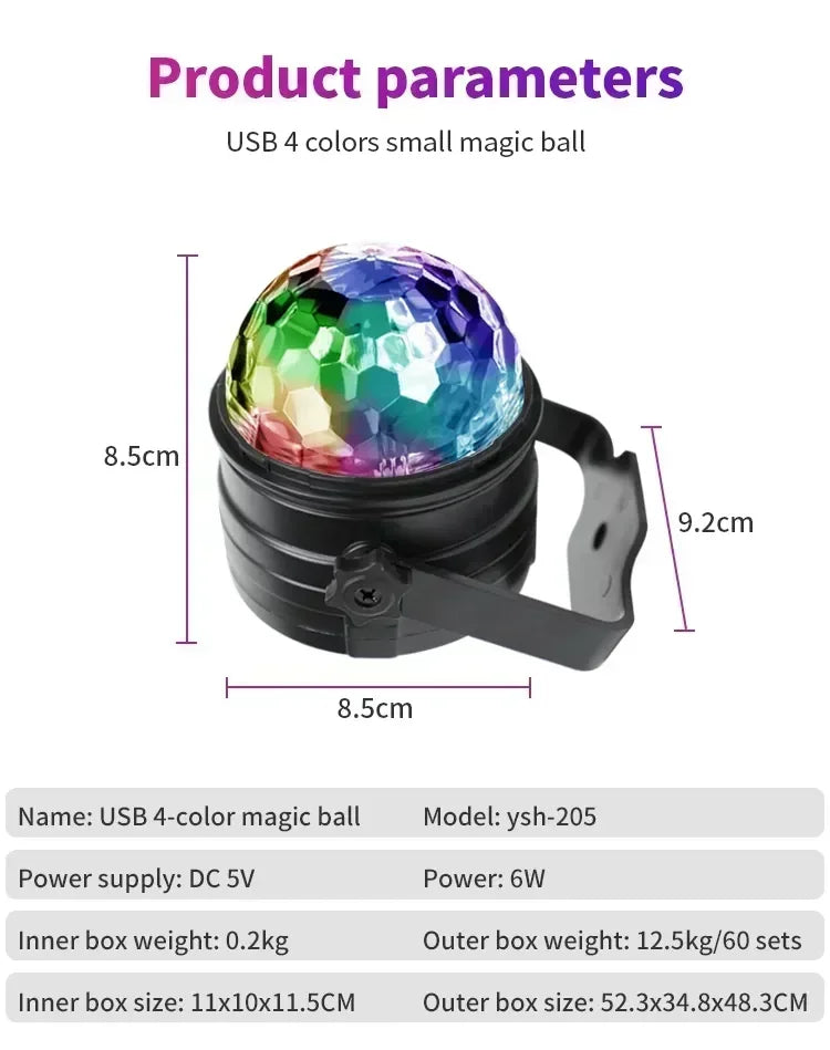 RGB LED Disco Kugel – Soundgesteuerte Party Lampe mit Fernbedienung