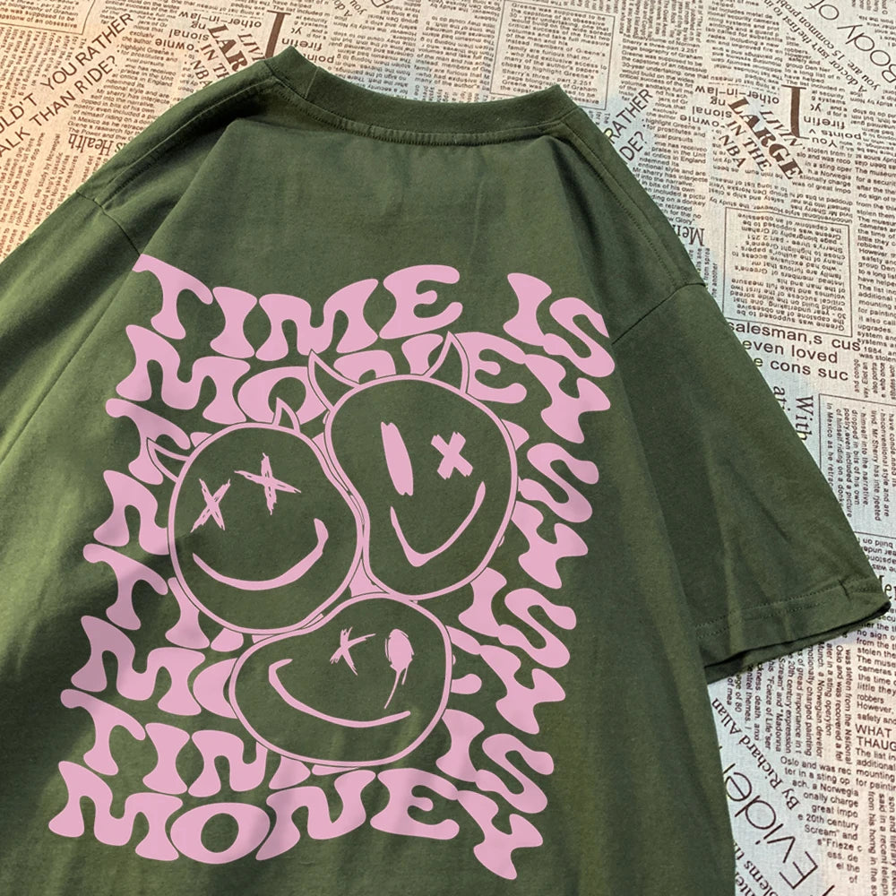 Funny “Time Is Money” Oversize T-Shirt – Unisex Sommer Basic