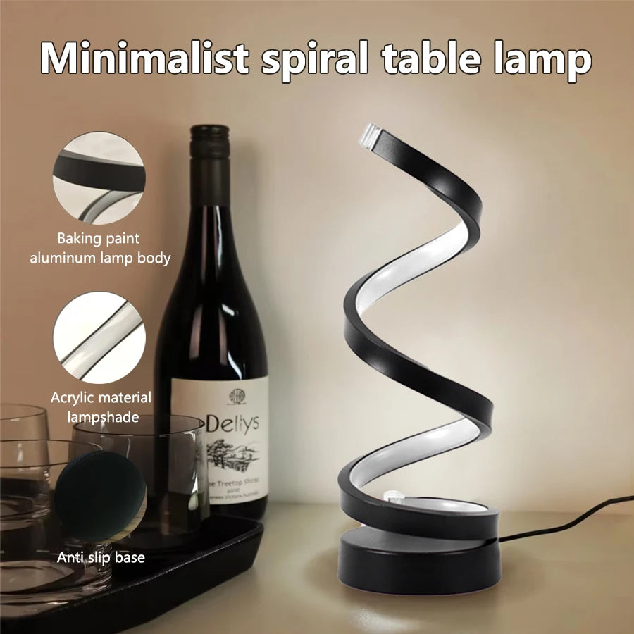 LED Spiral Tischlampe – dimmbar, modern & dekorativ