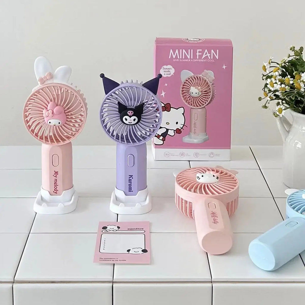 💨 Sanrio Mini-Handventilator – Hello Kitty, Kuromi, Cinnamoroll & Melody 🌟 Tragbar & Wiederaufladbar 🔋