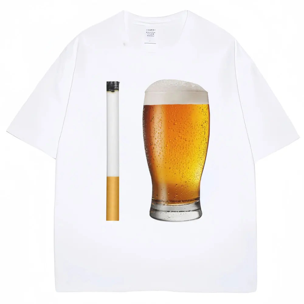 🍺🚬 Lustiges Joke T-Shirt für Damen – Humor Print Graphic Tee 👕 Sommer Streetwear Y2K Style