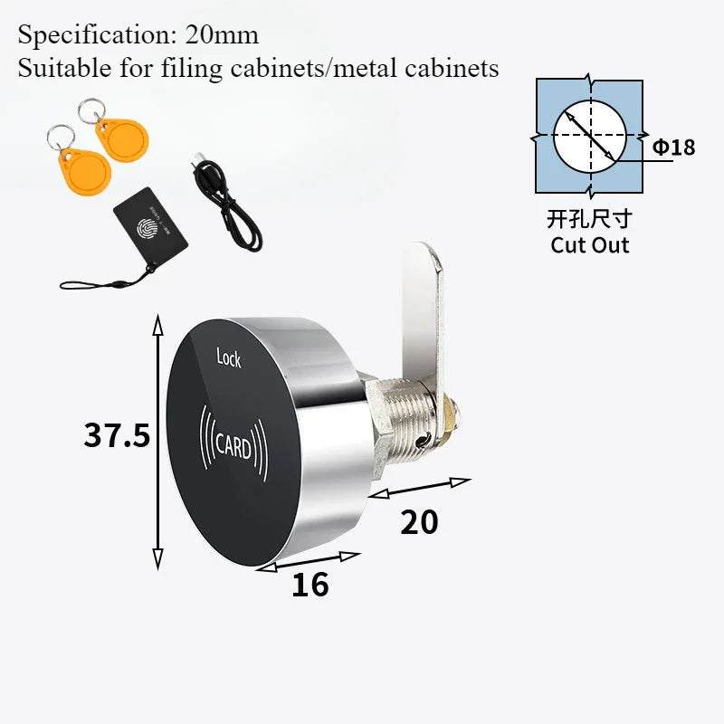 Smart Mini RFID Schrankschloss – Elektronisches Schloss mit IC-Karte, wiederaufladbarer Akku, geeignet für Schränke, Spinde, Schubladen & Briefkästen, sicher & einfach per Karte entsperren