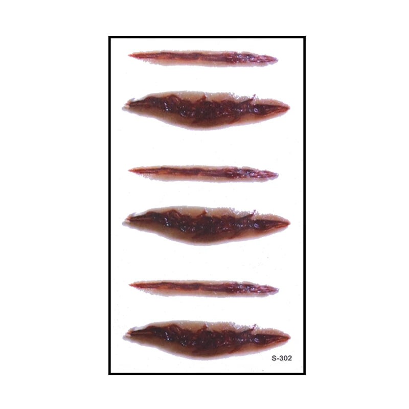 🎃 6 Stück Halloween Blutige Wunden Tattoo Sticker