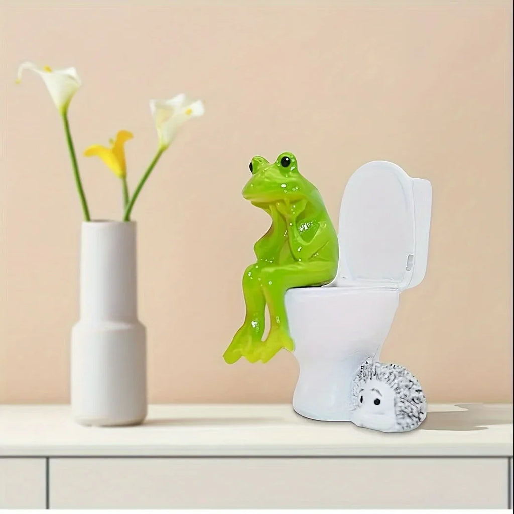 🐸 Lustiger Frosch auf Toilette – Auto & Büro Dekofigur