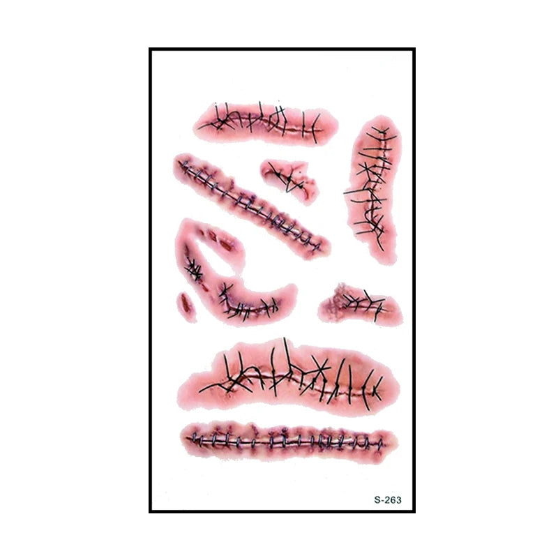🎃 6 Stück Halloween Blutige Wunden Tattoo Sticker
