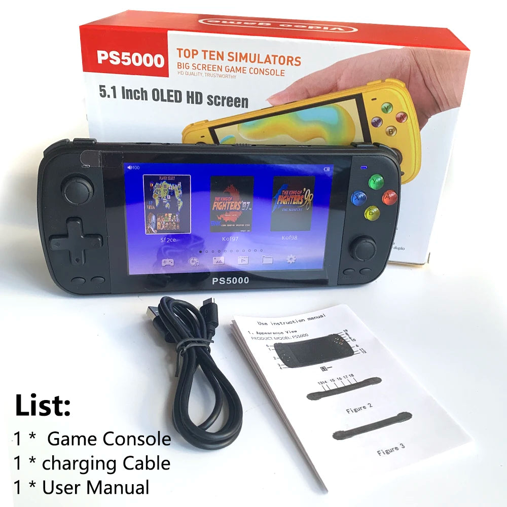 🚀 PS5000 5-inch Portable Handheld Game Console – Multi-Emulator für PS1, MAME, MD, NES, SNES