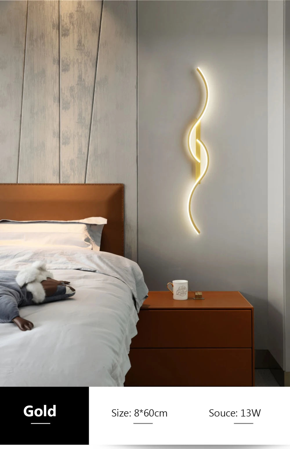 Moderne LED Wandlampe – Minimalistisch, Schlafzimmer & Wohnzimmer, Langstreifen-Wandleuchte