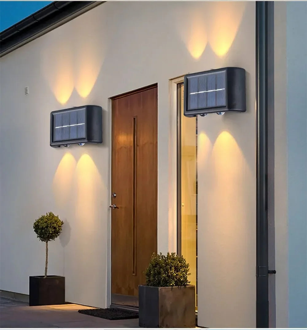 Solar LED Außenwandleuchte – 12 LEDs, Wasserdicht, Garten- & Balkonbeleuchtung, Dekorative Atmosphäre