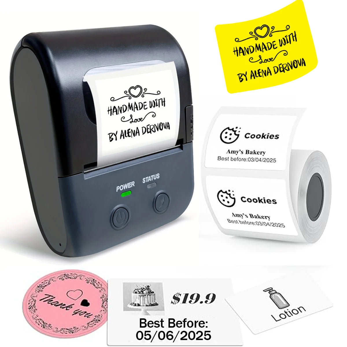🖨️ Mini Bluetooth Thermodrucker – Tragbarer Etiketten- & Sticker-Drucker 📱✨