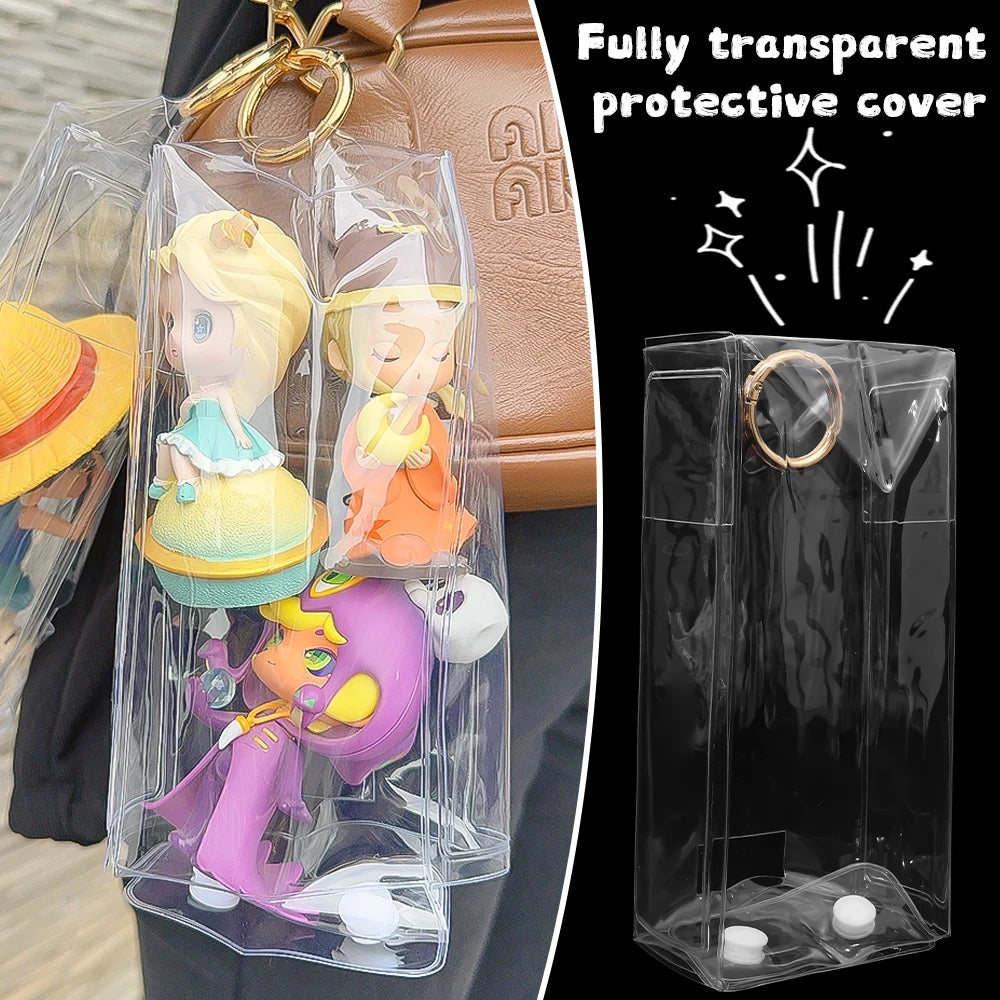 🛡️ Labubu Vinyl Schutz-Hülle – Staubschutz & Display für Handpuppe, Schlüsselanhänger & Rucksack 🎒✨