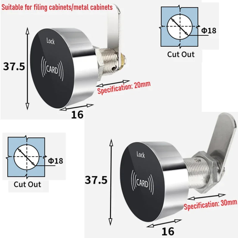 Smart Mini RFID Schrankschloss – Elektronisches Schloss mit IC-Karte, wiederaufladbarer Akku, geeignet für Schränke, Spinde, Schubladen & Briefkästen, sicher & einfach per Karte entsperren
