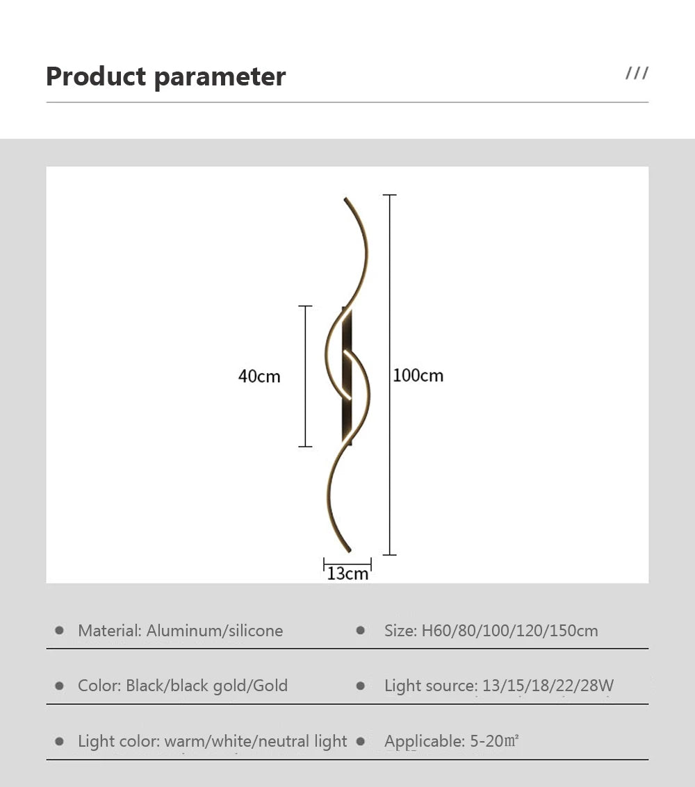 Moderne LED Wandlampe – Minimalistisch, Schlafzimmer & Wohnzimmer, Langstreifen-Wandleuchte