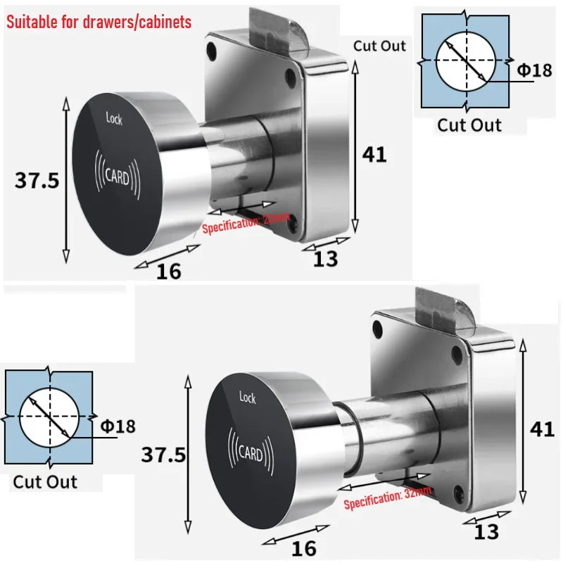 Smart Mini RFID Schrankschloss – Elektronisches Schloss mit IC-Karte, wiederaufladbarer Akku, geeignet für Schränke, Spinde, Schubladen & Briefkästen, sicher & einfach per Karte entsperren