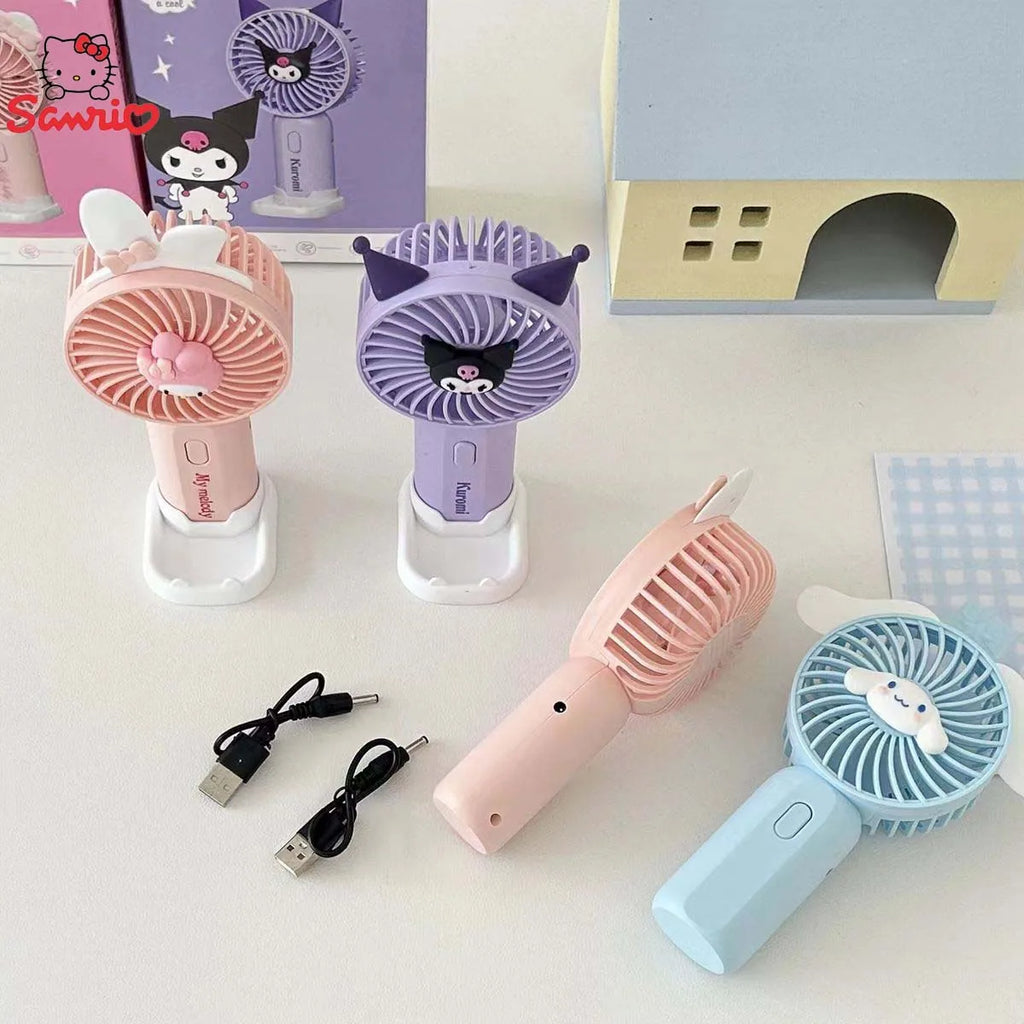 💨 Sanrio Mini-Handventilator – Hello Kitty, Kuromi, Cinnamoroll & Melody 🌟 Tragbar & Wiederaufladbar 🔋