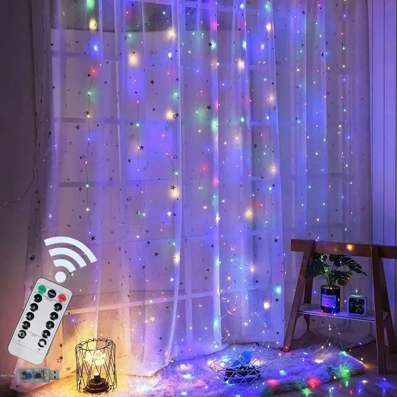 3/4/6m LED Vorhang-Lichterkette – USB, Fernbedienung, Weihnachts- & Zimmerdeko