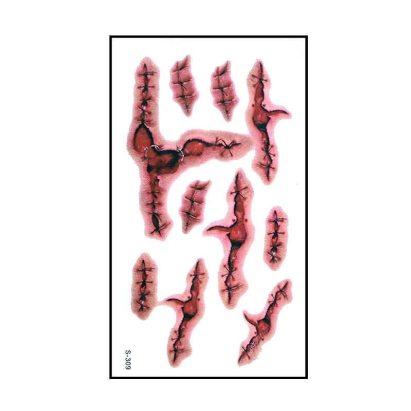 🎃 6 Stück Halloween Blutige Wunden Tattoo Sticker