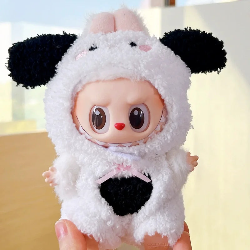 🎉 Labubu 17cm Vinyl-Figur – Party-Puppe mit Stoffkörper & Wechselkostüm 🐻✨