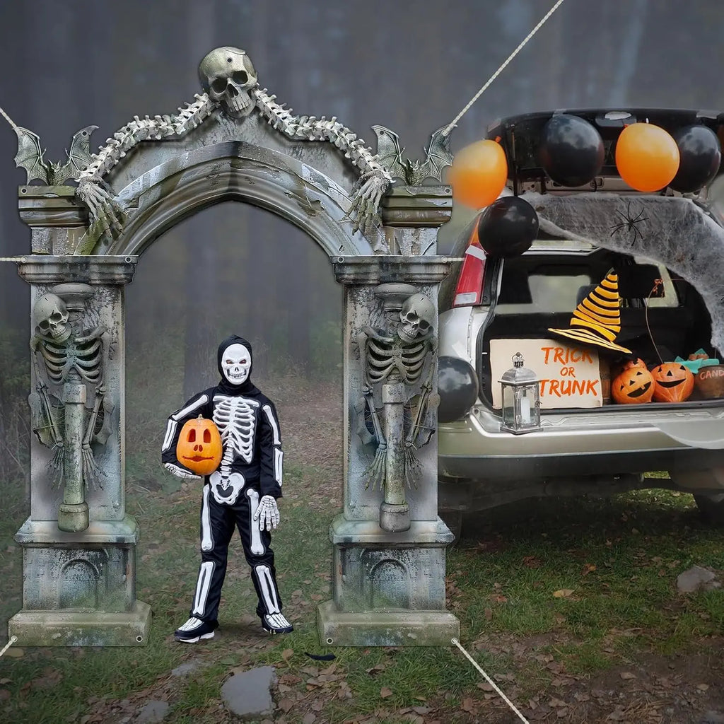 Halloween Torbogen mit Skeletten – Gruselige Party Deko