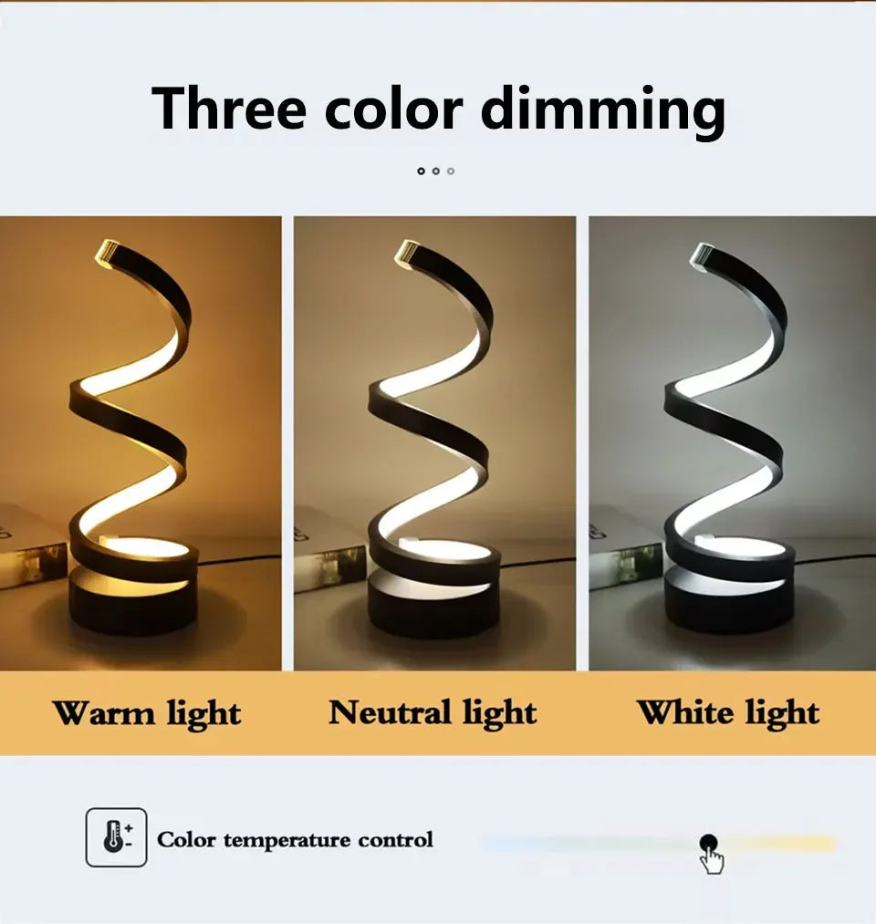 LED Spiral Tischlampe – dimmbar, modern & dekorativ