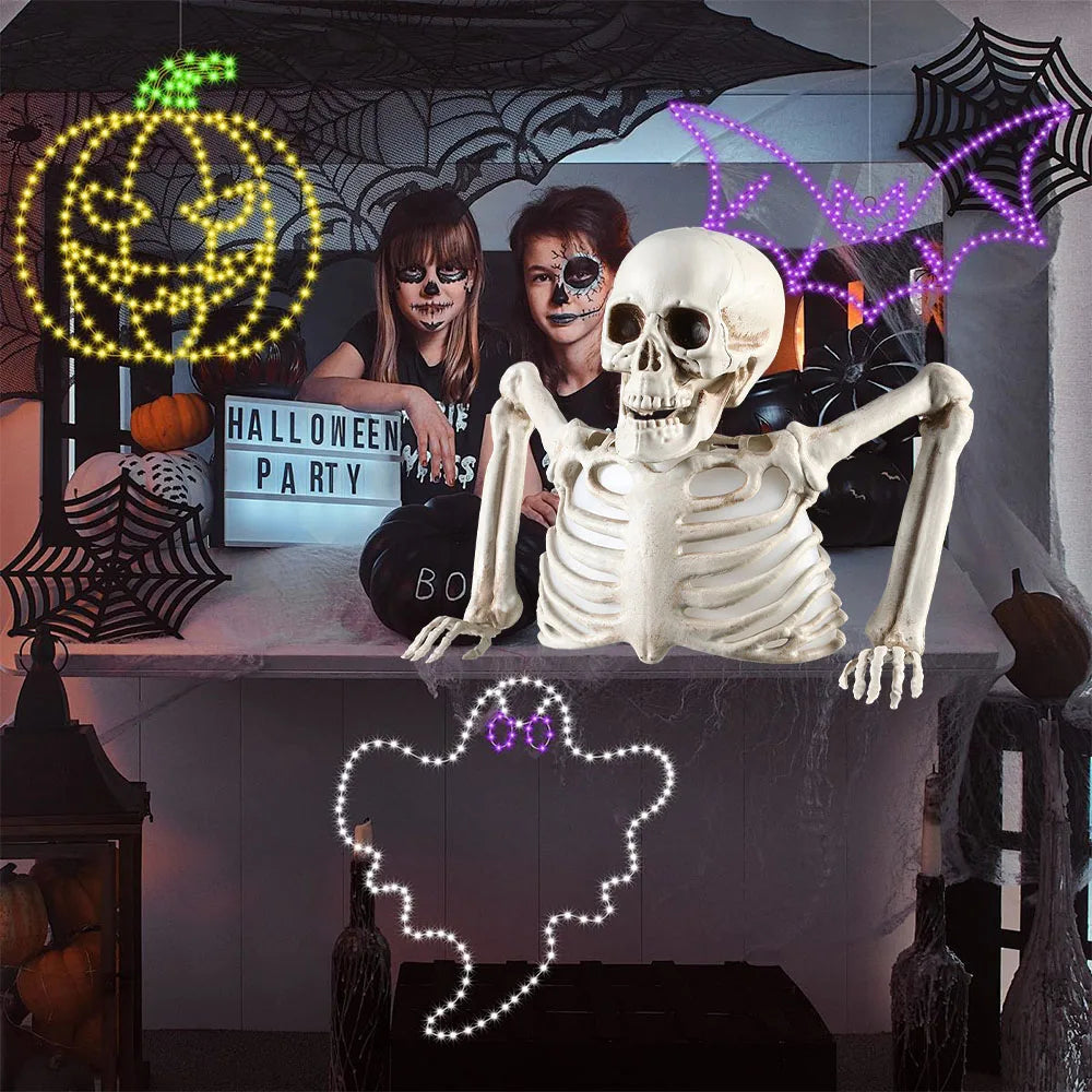 💀 Leuchtendes Halloween Skelett – Gruselige Deko für Haus & Garten