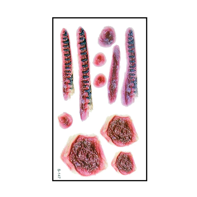 🎃 6 Stück Halloween Blutige Wunden Tattoo Sticker