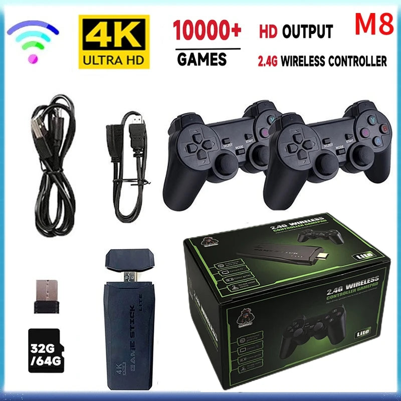 🚀 M8 Retro Game Console – 2.4G Dual Wireless Controller, 64GB, 10.000 Spiele, 4K