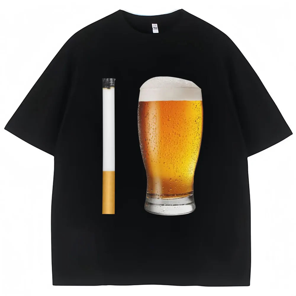 🍺🚬 Lustiges Joke T-Shirt für Damen – Humor Print Graphic Tee 👕 Sommer Streetwear Y2K Style