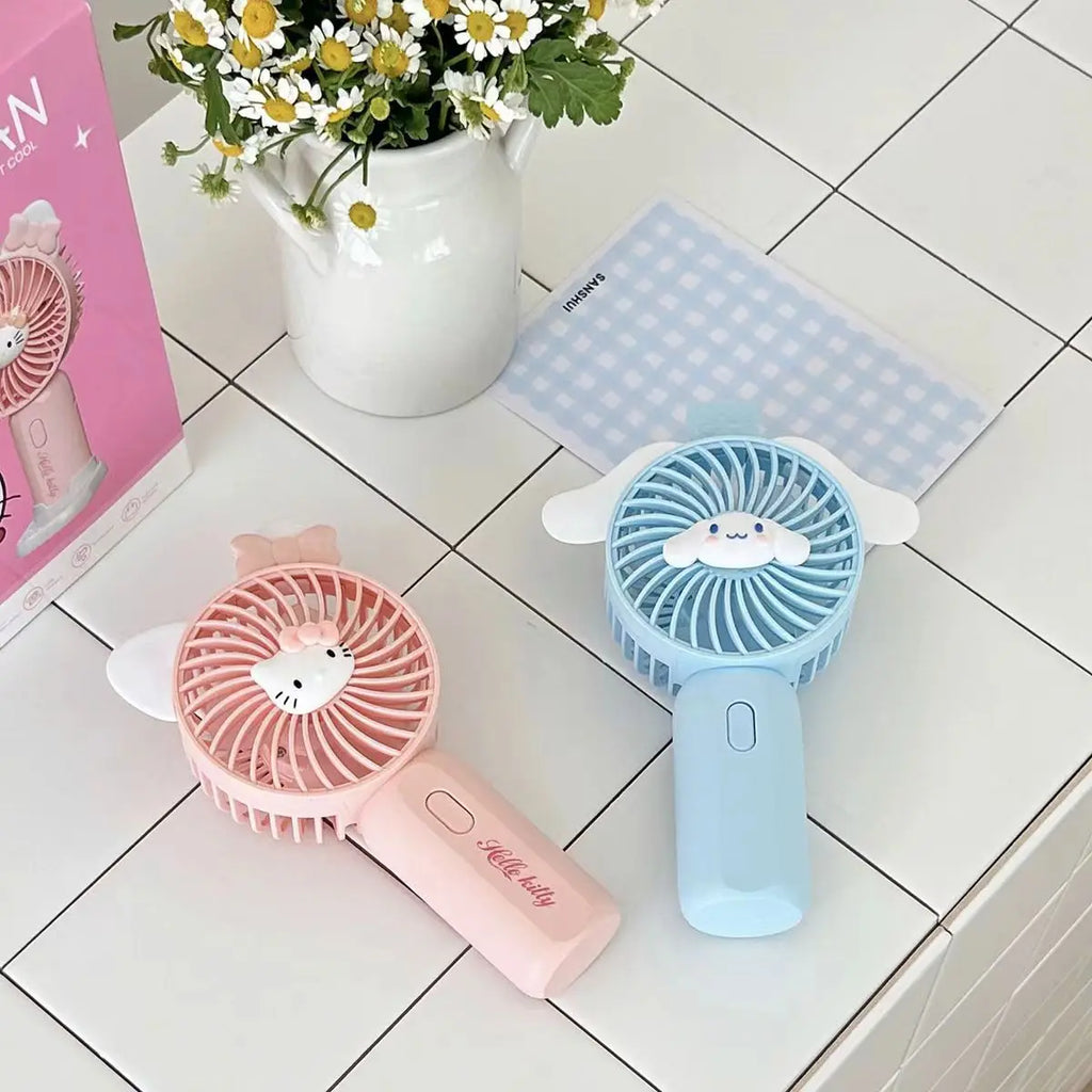 💨 Sanrio Mini-Handventilator – Hello Kitty, Kuromi, Cinnamoroll & Melody 🌟 Tragbar & Wiederaufladbar 🔋