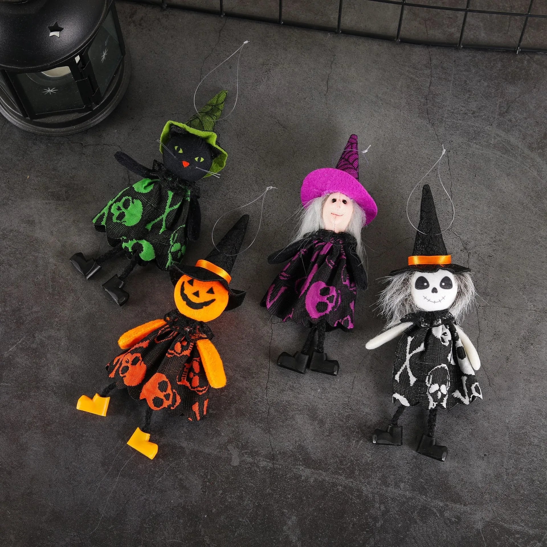 Halloween Hängefiguren – Kürbis, Hexe, Geist & Katze