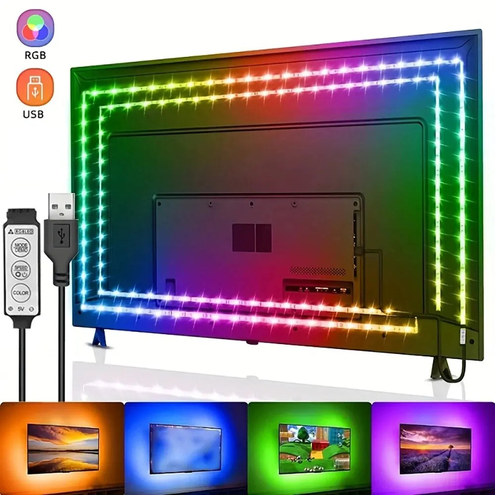 ✨ LED TV Hintergrundbeleuchtung – USB 5V RGB Lichtstreifen, flexibel & einfach steuerbar