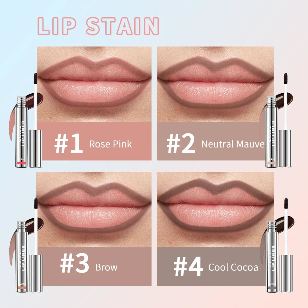 💋 Langhaftender Peel-Off Lipliner Stain – 4er Set, Wasserfest & Transferfrei ✨💄