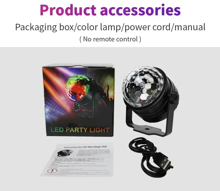 RGB LED Disco Kugel – Soundgesteuerte Party Lampe mit Fernbedienung