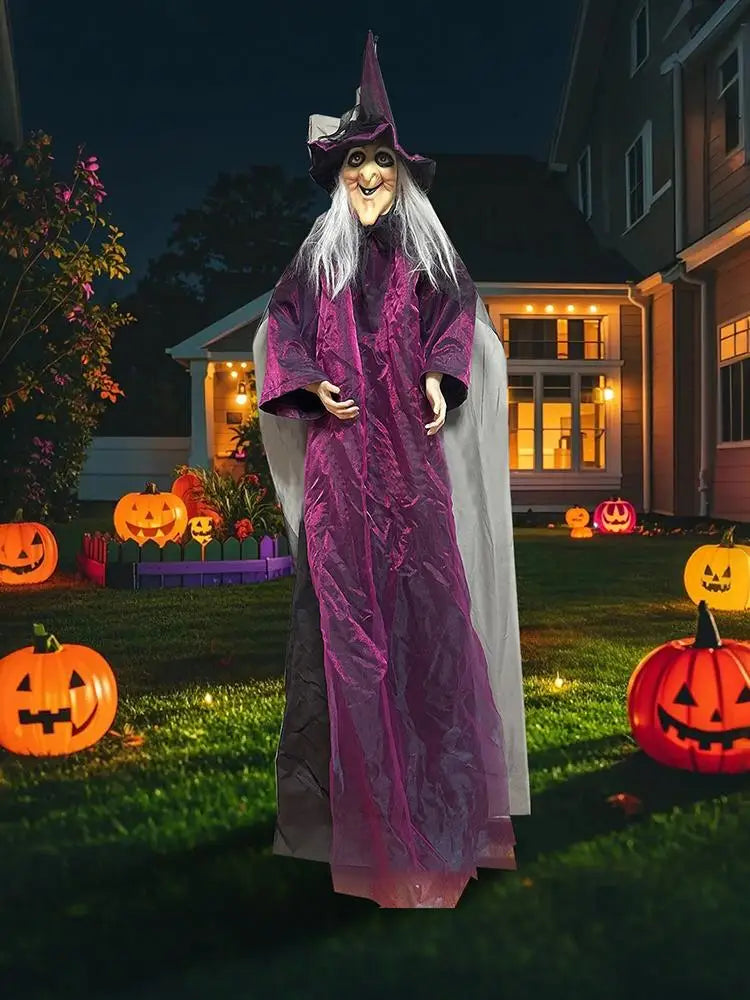 Halloween Hexe mit Sound & LED-Augen – Bewegliche Deko