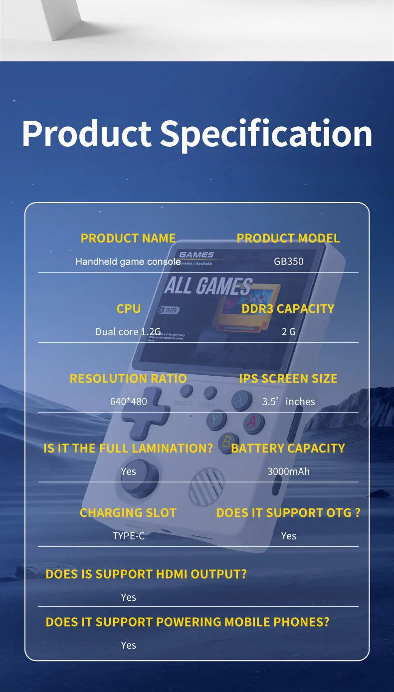 🚀 GB350 Handheld Game Console – Multi-Plattform, HD IPS Screen, 3D Joystick, Ergonomisch