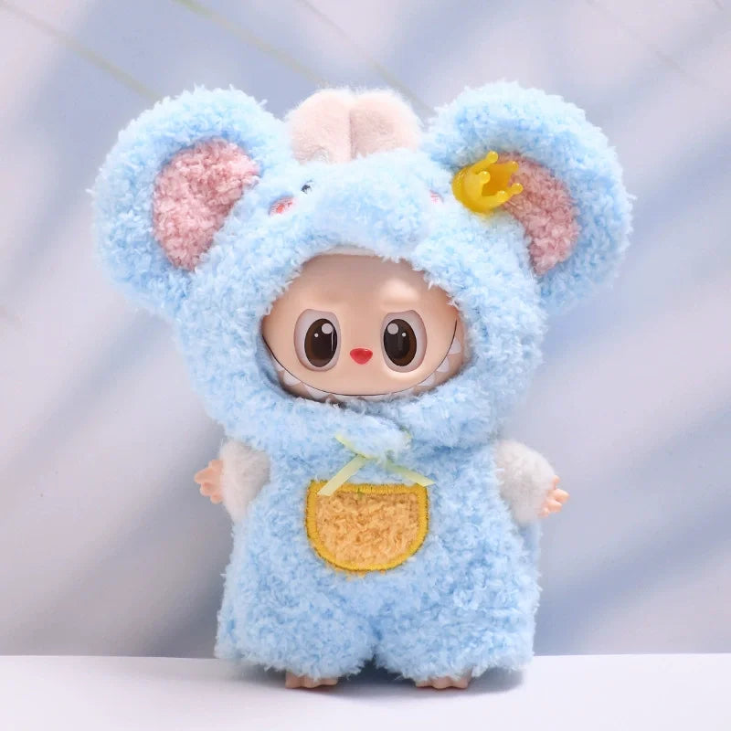 🎉 Labubu 17cm Vinyl-Figur – Party-Puppe mit Stoffkörper & Wechselkostüm 🐻✨