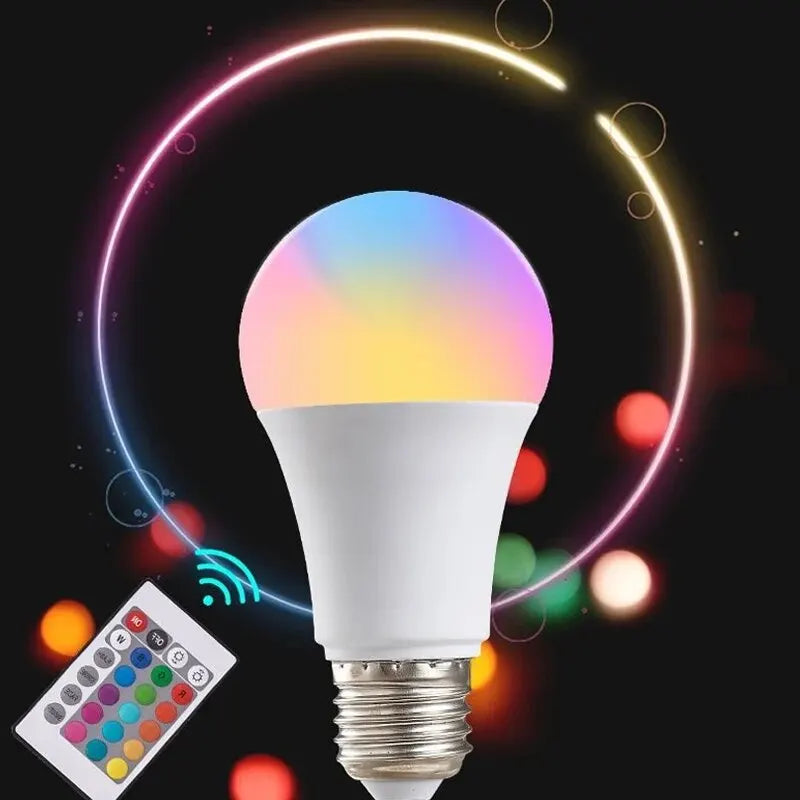 🌈 LED RGB Glühbirne mit Fernbedienung – 16 Farben, dimmbar, E27