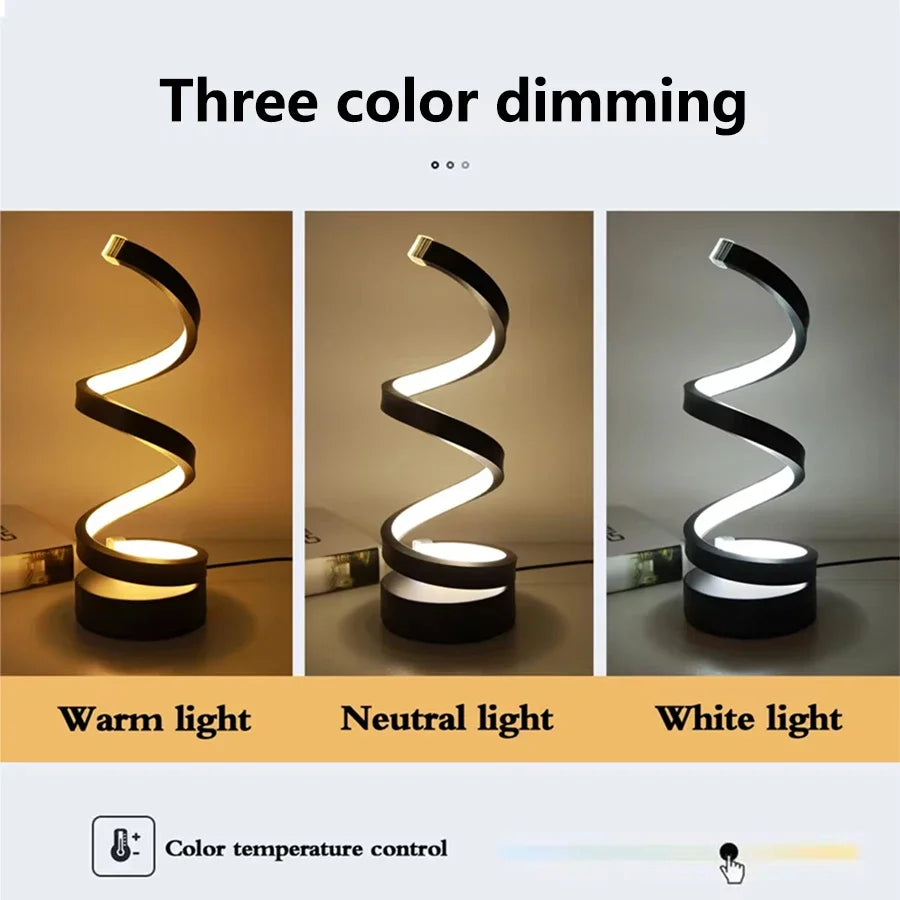 LED Spiral Tischlampe – dimmbar, modern & dekorativ