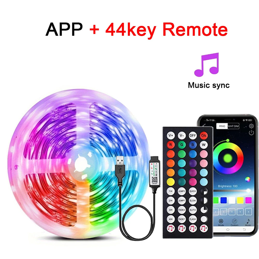 ✨ RGB LED Lichtstreifen mit Musik-Sync & Fernbedienung – USB 5V
