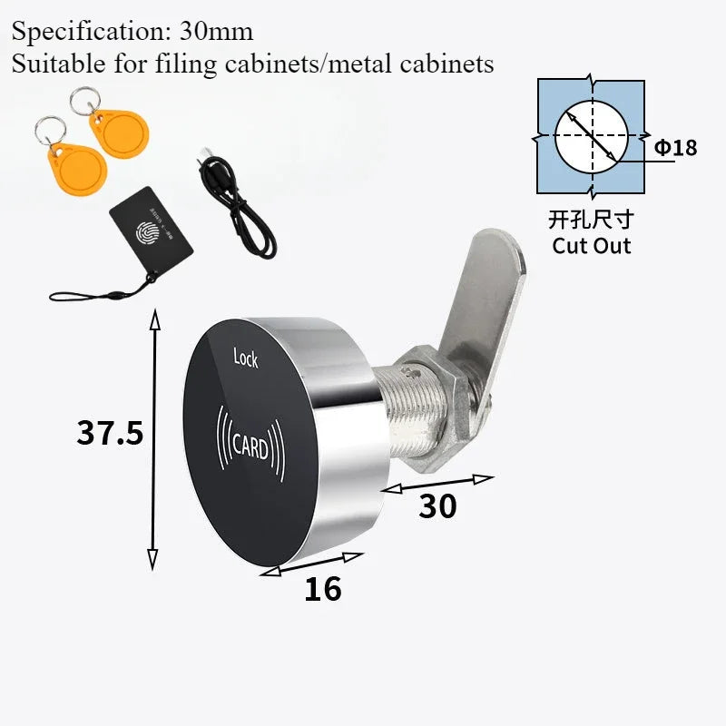 Smart Mini RFID Schrankschloss – Elektronisches Schloss mit IC-Karte, wiederaufladbarer Akku, geeignet für Schränke, Spinde, Schubladen & Briefkästen, sicher & einfach per Karte entsperren