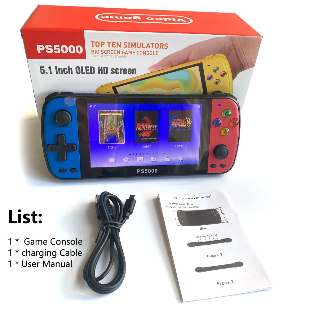 🚀 PS5000 5-inch Portable Handheld Game Console – Multi-Emulator für PS1, MAME, MD, NES, SNES