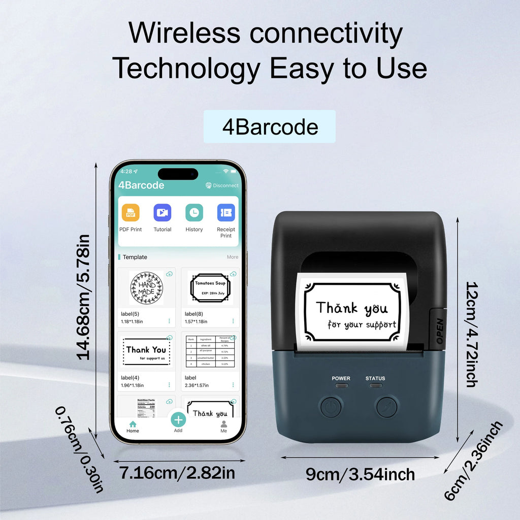 🖨️ Mini Bluetooth Thermodrucker – Tragbarer Etiketten- & Sticker-Drucker 📱✨
