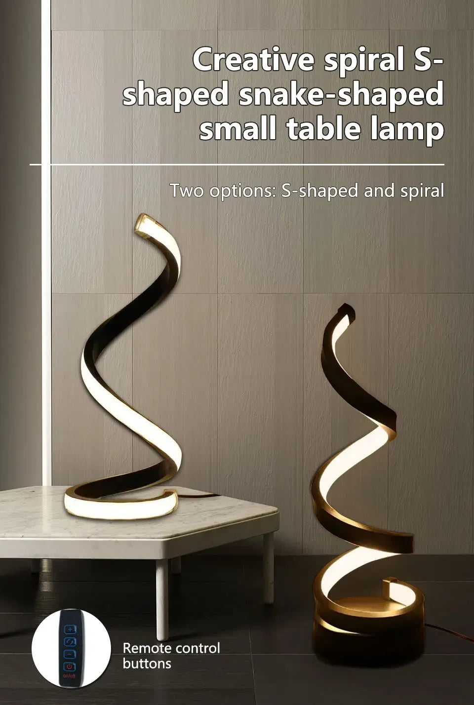 LED Spiral Tischlampe – dimmbar, modern & dekorativ