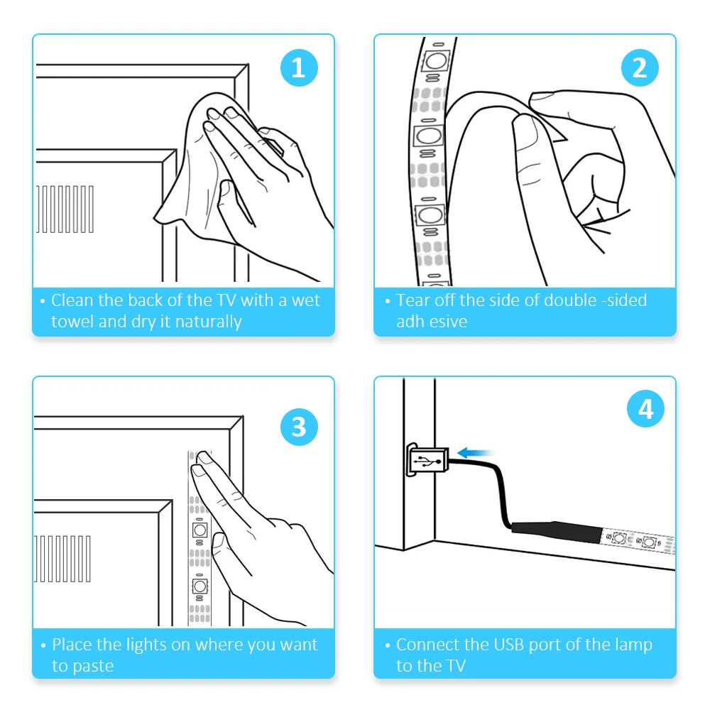 ✨ LED TV Hintergrundbeleuchtung – USB 5V RGB Lichtstreifen, flexibel & einfach steuerbar