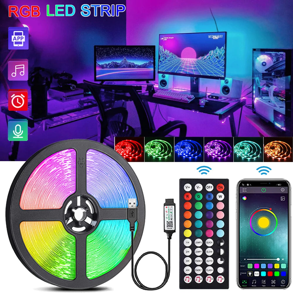 ✨ RGB LED Lichtstreifen mit Musik-Sync & Fernbedienung – USB 5V