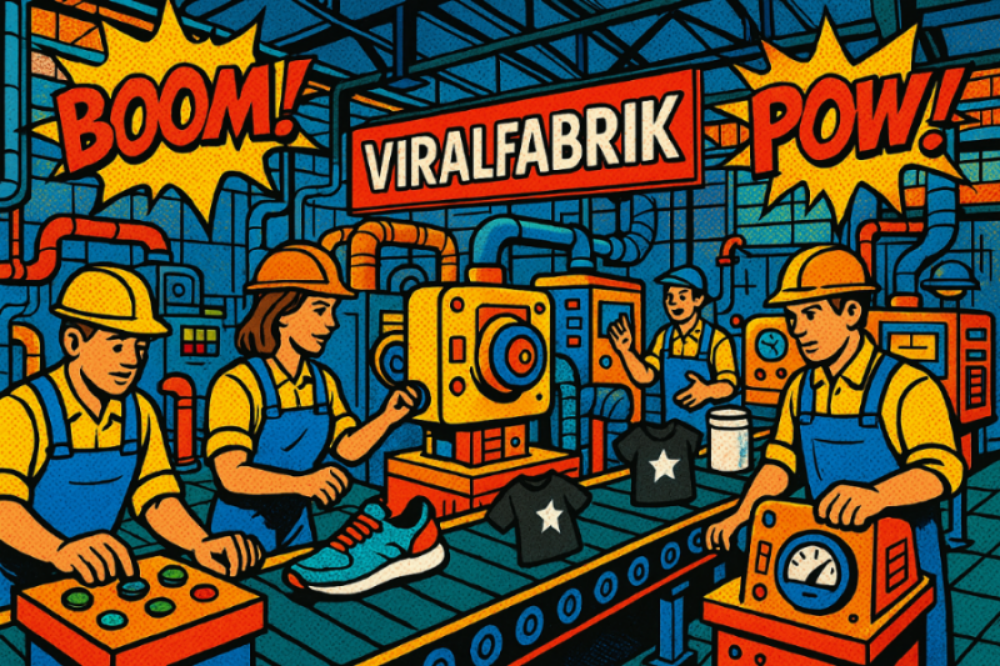 In Comic Style genau das gleiche Bild aber anstatt Trend Fabrik ViralFabrik 